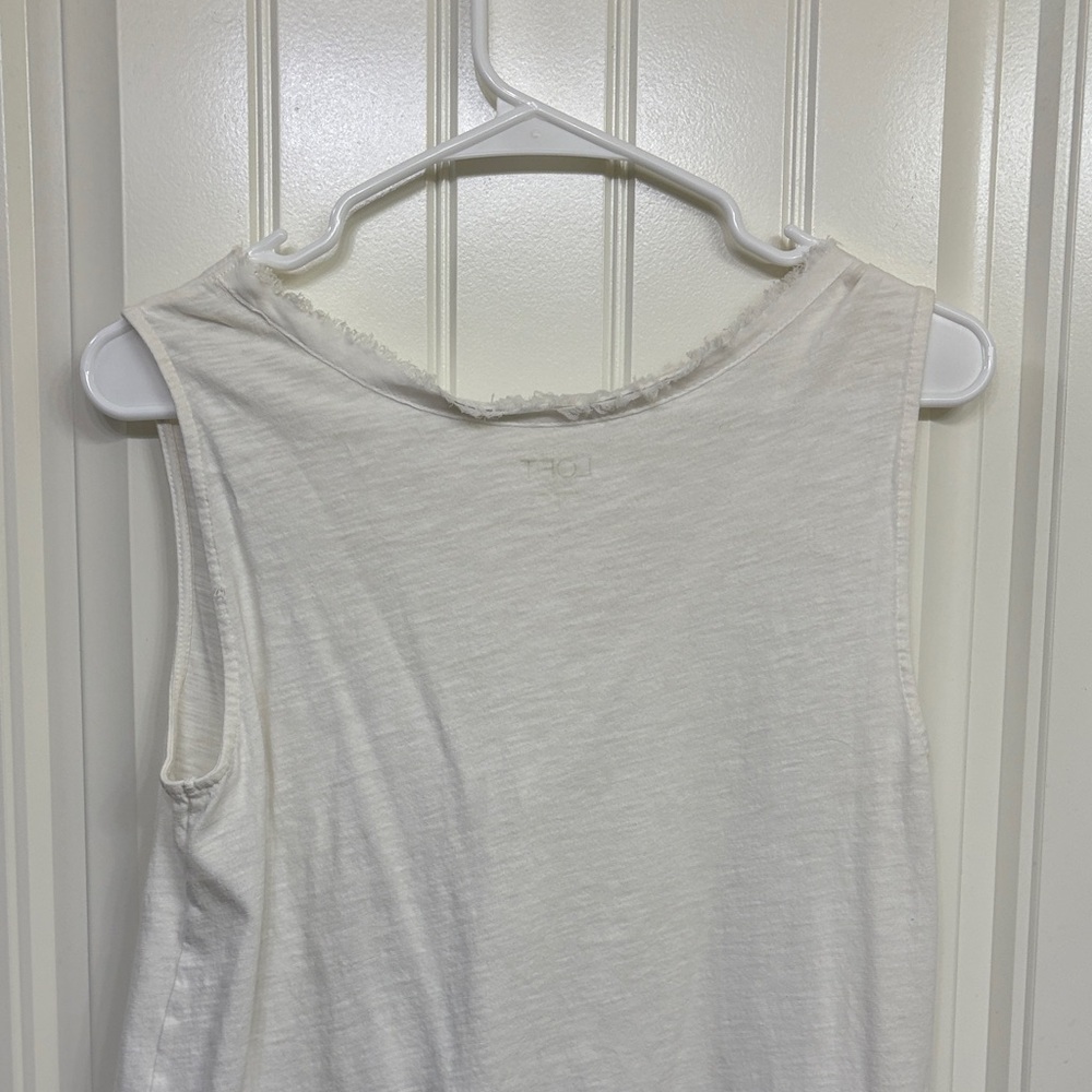 LOFT White Ruffle Front Tank Top - Picture 7 of 8